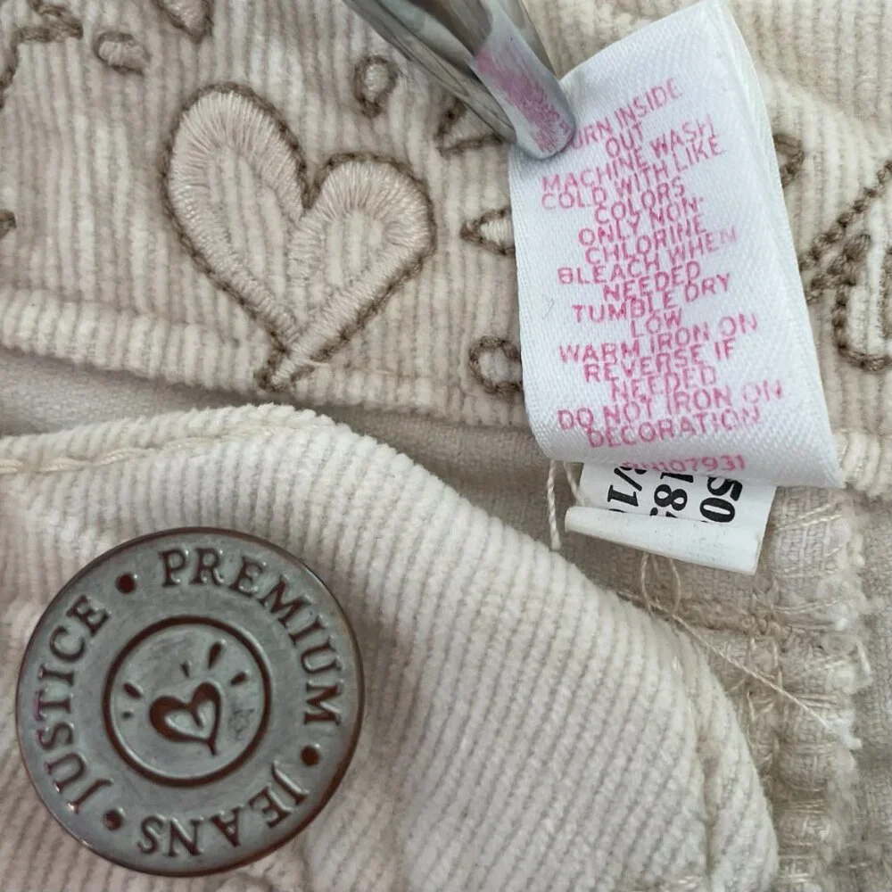 Original 2010 Justice Mall Store Cream Corduroy Pants Size 10R